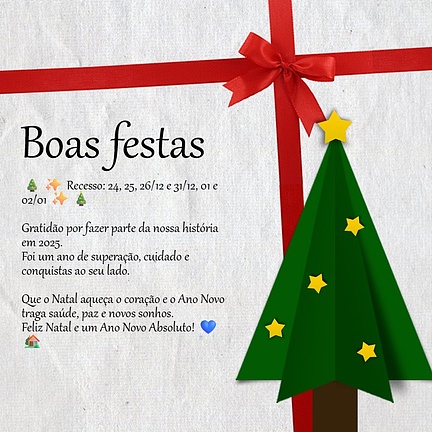 Desejamos um mundo cheio de corações felizes, alegres e em paz. Feliz Natal e um Próspero Ano Novo! Estaremos em férias coletivas do dia 20/12/2023 a 02/01/2024.